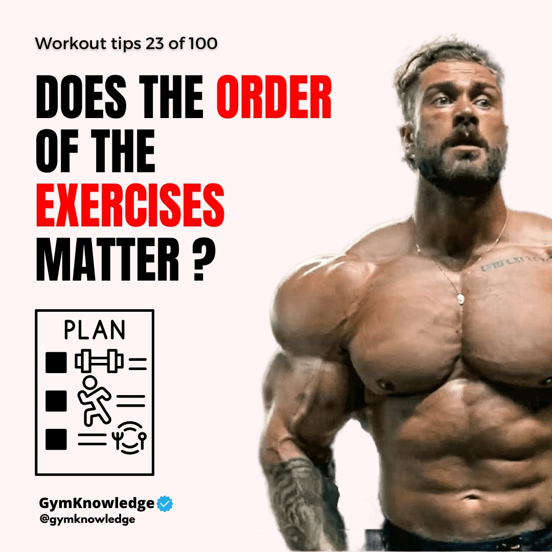 GymKnowledgeOne's tweet image. Optimize Your Workouts: Have you ever wondered if the order of exercises really matters at the gym? The answer is yes! 🏋️‍♂️#workoutwisdom #exerciseorder #gym #workouttips #tips #training