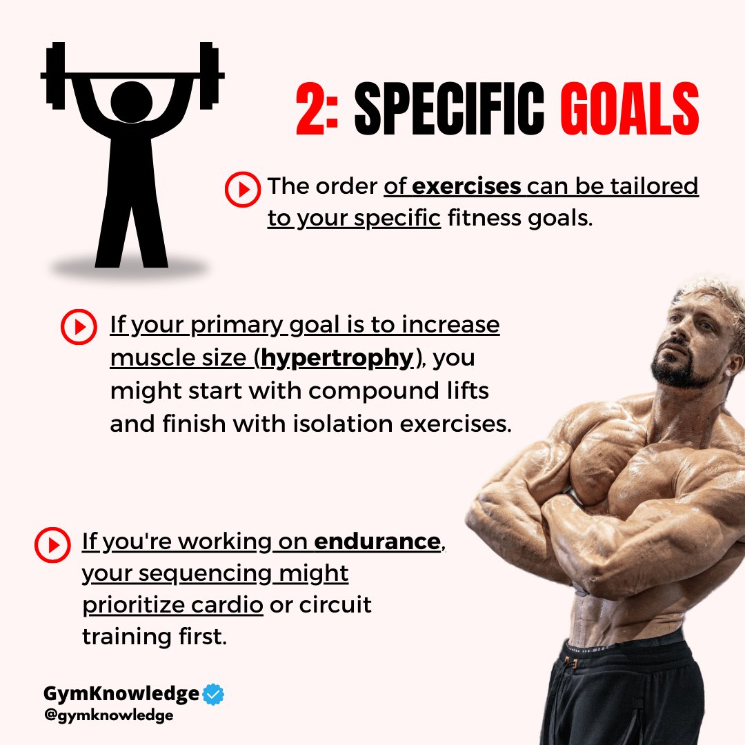 GymKnowledgeOne's tweet image. Optimize Your Workouts: Have you ever wondered if the order of exercises really matters at the gym? The answer is yes! 🏋️‍♂️#workoutwisdom #exerciseorder #gym #workouttips #tips #training