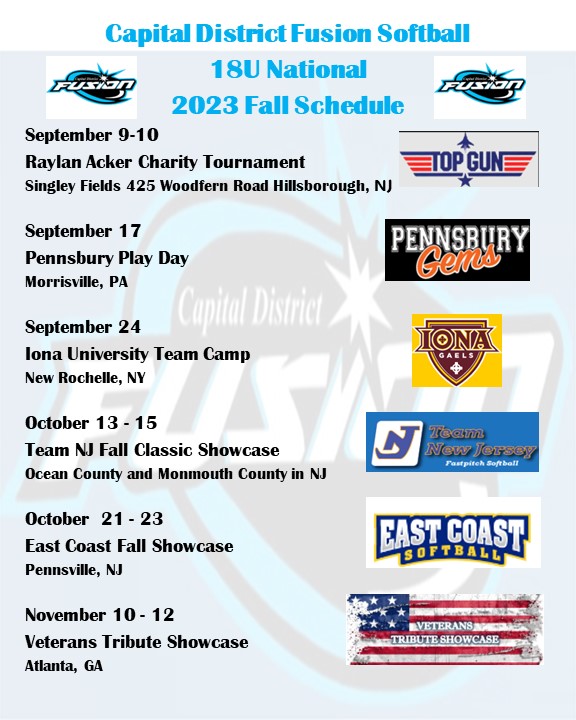 Our 18U National Fall Schedule