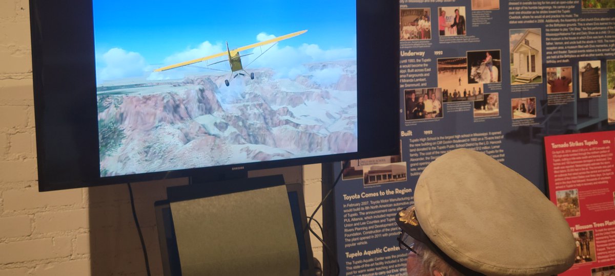 orendunnmuseum's tweet photo. As part of our Fly Tupelo exhibit, we have a Microsoft Flight Simulator X that visitors can use and try their flying skills.  

The plane being flown is a Piper J-3 Cub.  The J-3 was built between 1938 and 1947 and could go at a maximum speed of 87 mph. https://t.co/EmgYBCGBxc
