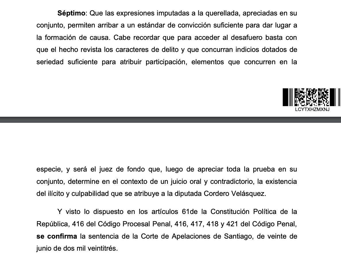 hernan_sr's tweet photo. Corte suprema publica fallo que confirma desafuero de María Luisa Cordero. 
Esto significa que desde la próxima semana no podrá entrar al congreso.

ME RIO TODA LA NOCHE. https://t.co/xXpnsuKyYx