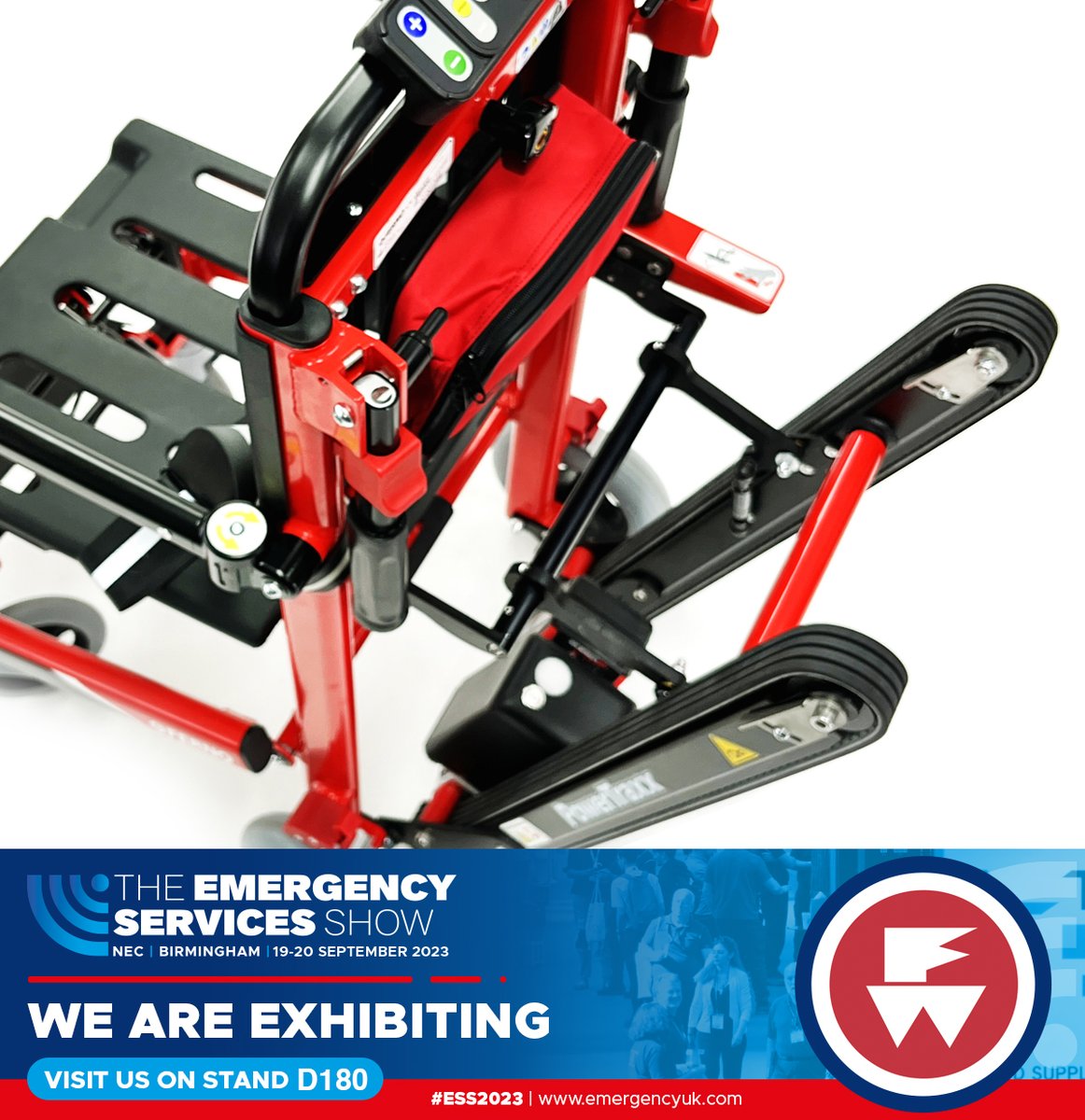 On Track for #ESS23 we hope to see you there so we can DEMO the Venice PowerTraxx Chair, which is extensively used by the NHS Ambulance Trusts