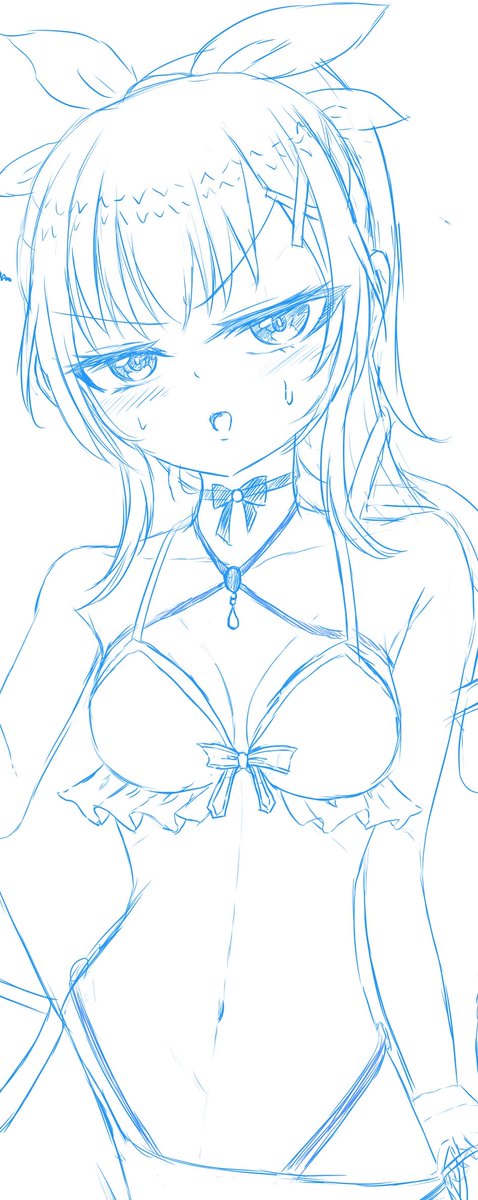 「一旦前後こんな感じかー……?シルエットはここまでしてあとは詳細詰めるかなあ、足と」|猫山ポチ(犬丸ミケ)のイラスト