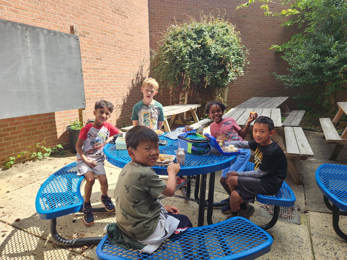 Happy National Eat Outside Day! We finally got to eat in the courtyard we see outside our window every day.