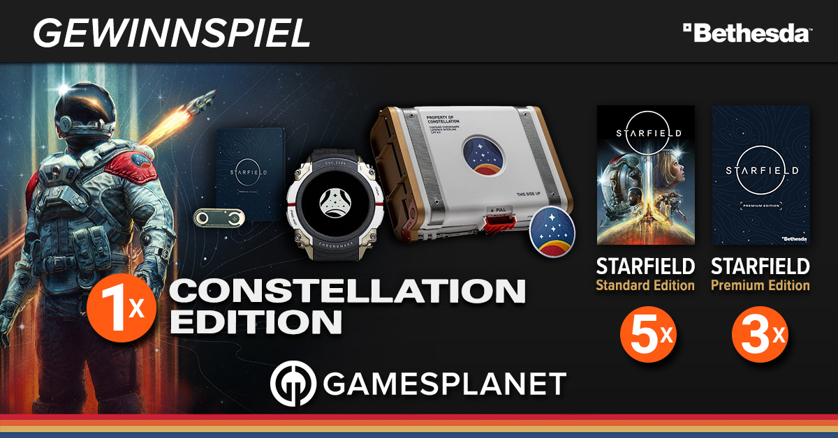 gamesplanet_com's tweet image. Ab ins All mit euch: Erlebt mit #Starfield ein faszinierendes Space-Abenteuer. Uhr nicht vergessen: @gamesplanet_com verlost die begehrte Constellation Sammleredition (Starfield-Uhr inkl) u. Steam-Keys.

🔥 Jetzt teilnehmen: bit.ly/starfieldgws

Teilnahme bis 10.9. (23:59)