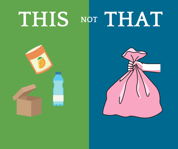 We see this one a lot! All of your recyclables should be placed loose in your cart. Don't bag them up!