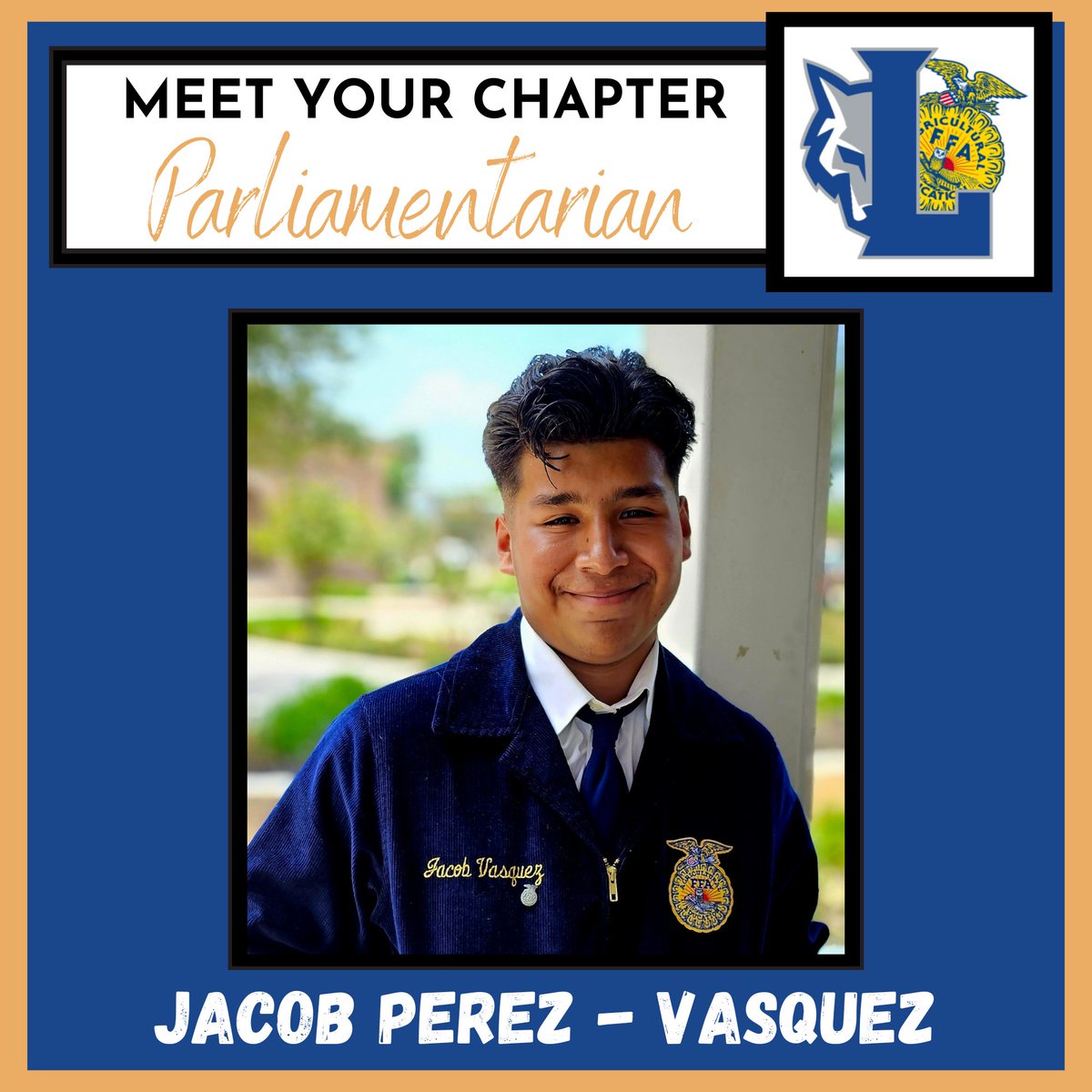 Lehmanffa's tweet photo. Meet your 2023 - 2024 Chapter Parliamentarian, Jacob! This is Jacob's 4th year in FFA. He has shown cattle projects, competed on the Ag Skills and Livestock Judging teams. He also plays Lehman Lobo Football! https://t.co/77JbTpdFgr