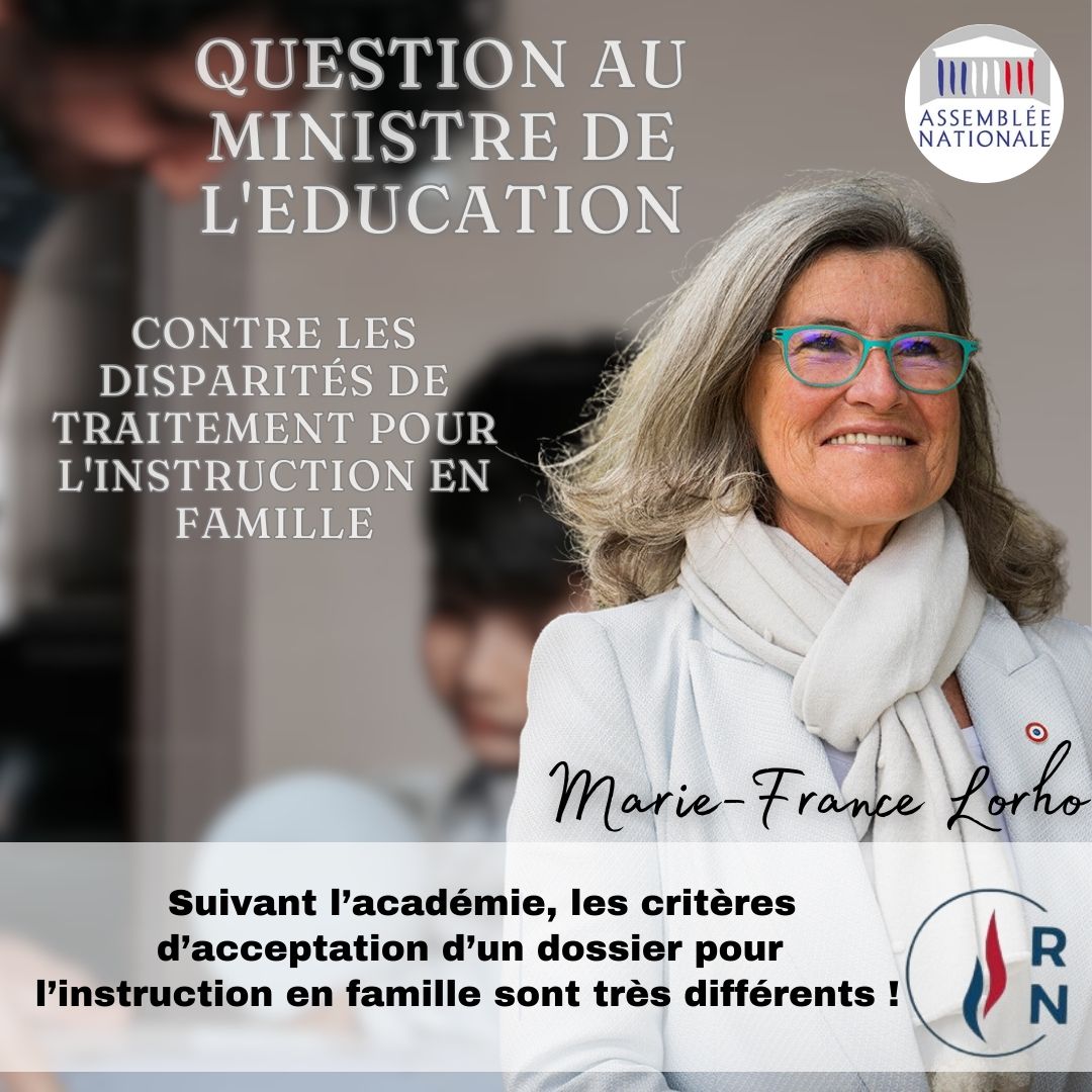 J'interroge le Ministre de l'Éducation concernant la différence de traitements des dossiers pour l'instruction en famille entre les différentes académies !

Retrouvez la question écrite dans son intégralité :

questions.assemblee-nationale.fr/q16/16-10975QE…