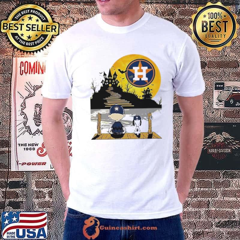 Snoopy Charlie Brown Sit Under Moon Houston Astros Halloween Shirt -  Guineashirt Premium ™ LLC