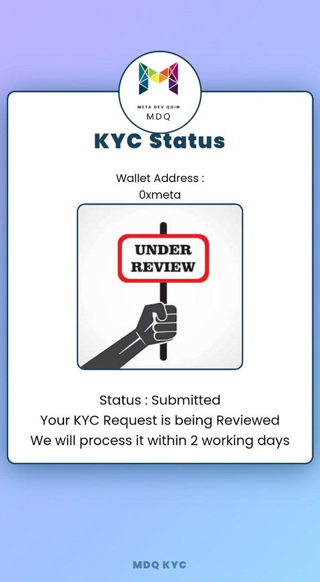 mdqoin's tweet photo. 🔒 Exciting News! Our KYC submission process is now LIVE! 
📝 Batch 1 of 2000 individuals will undergo verification by Sunday. 
Once approved, their accounts will be activated. #KYCVerification #AccountActivation
If You got any issue Please contact : @mdqsupport
on telegram https://t.co/FJ6ScfzMKN