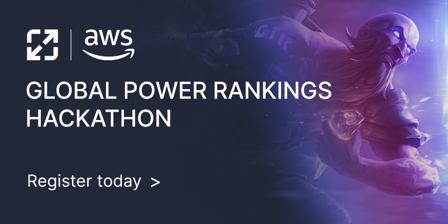 Calling all data and esports enthusiasts! We’ve partnered with @AWScloud to bring you the Global Power Rankings Virtual Hackathon.

Take on the challenge to create a method for ranking the top teams in @LeagueofLegends esports globally. #AWSxLoLEsports

👉lolglobalpowerrankings.devpost.com/?utm_source=tw…