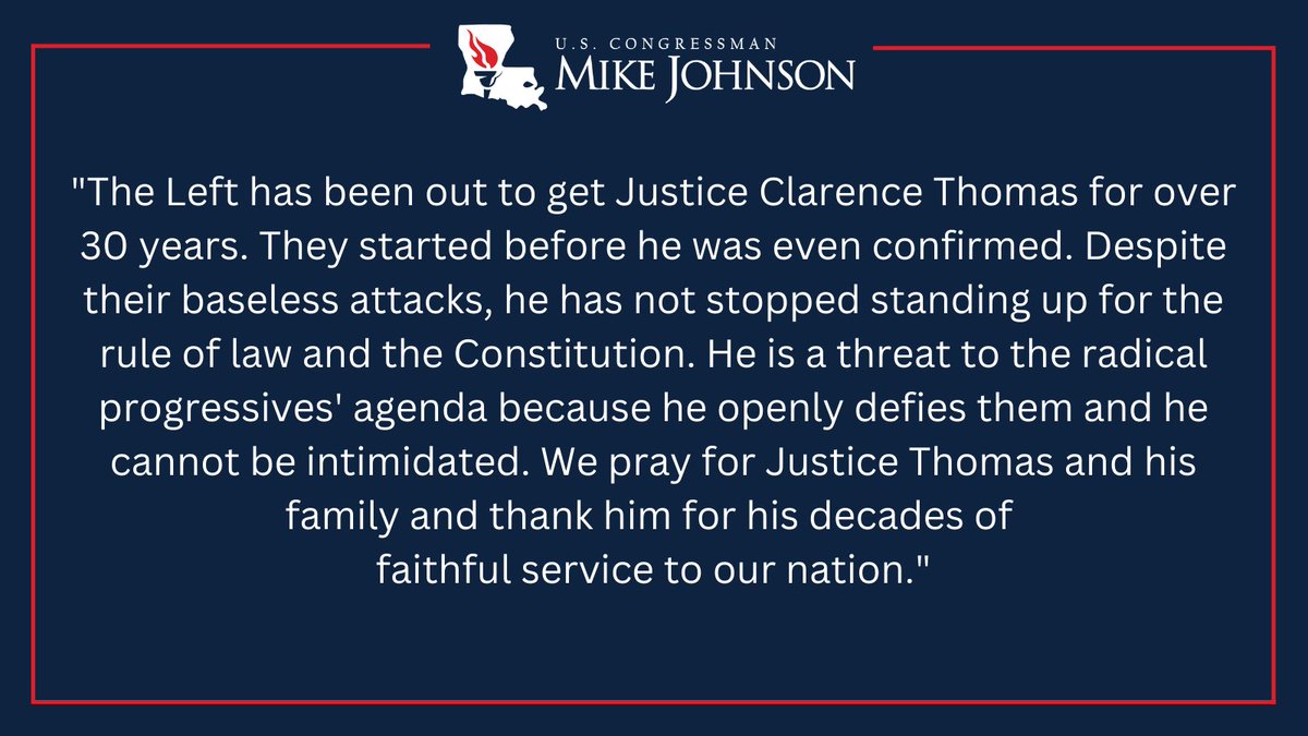 In light of recent attacks against Justice Thomas, I joined my friends @Jim_Jordan & @chiproytx in a statement of support. We have to stand with courageous conservatives like Justice Thomas, as he works every day to uphold the Constitution & preserve our fundamental freedoms.