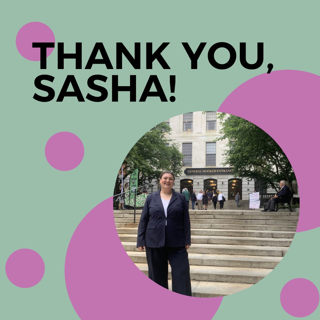 A HUGE thank you to our summer intern, Sasha, whose last day was yesterday! We appreciate all your work this summer, from organizing for hearings to helping us with membership initiatives. We know great things are ahead for you, and we can't wait to see what you accomplish next!