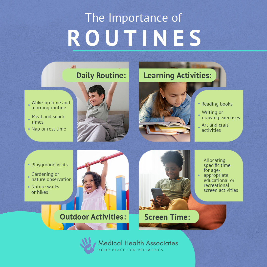 TonawandaPeds's tweet image. Building Blocks of Stability: Creating Child Routines for a Harmonious Day 🌟⏰👧👦

#ChildRoutines #DailyStructure #FamilyLife #ParentingSupport #SimplifyYourDay #RoutineMatters #ChildhoodStability #BuildingConnections