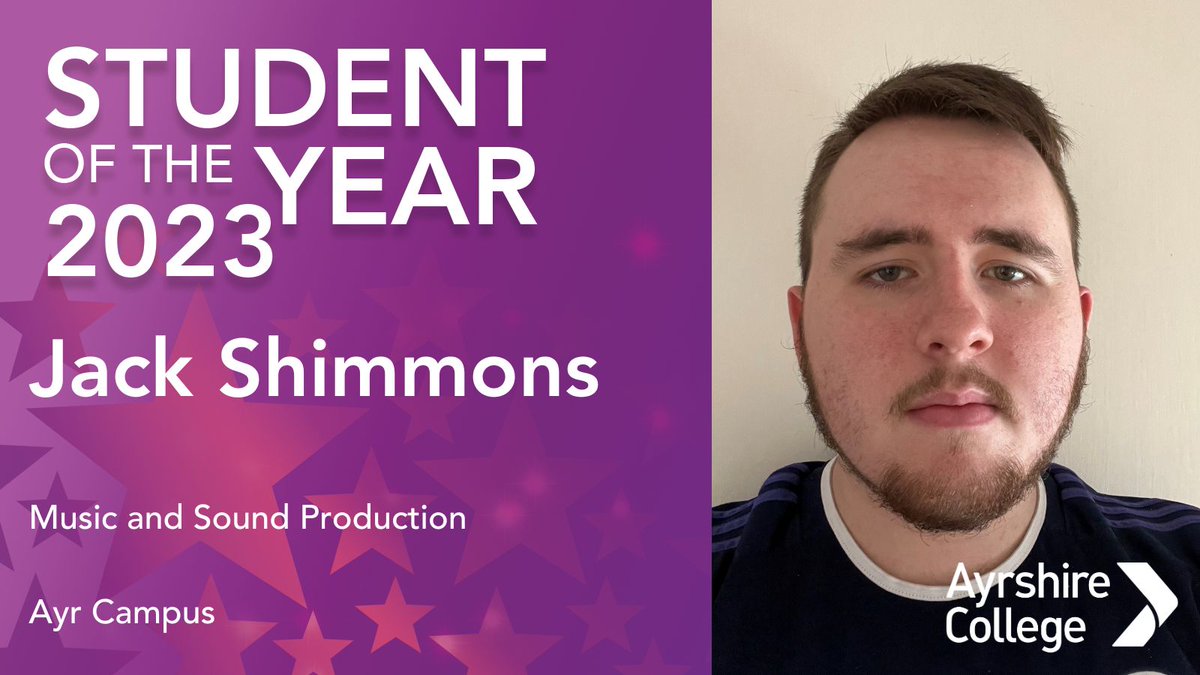 It’s that time of year again! We’re counting down to this year’s graduation ceremonies with our prizewinners reveal. Next up is Jack Shimmons who studied HND Sound Production at the Ayr Campus. Congratulations from everyone at Ayrshire College! 🎉 #ayrshiregrads