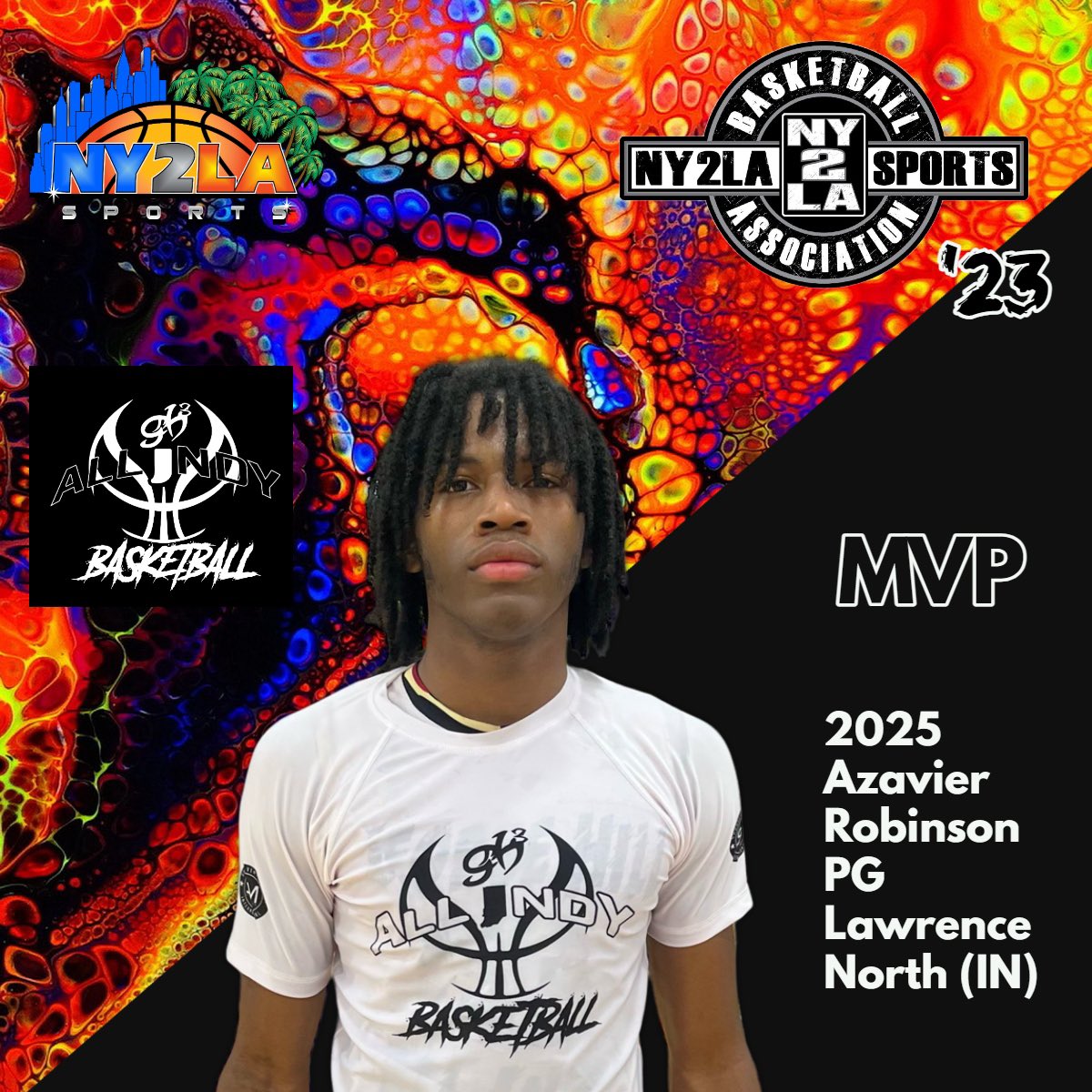 NY2LA Basketball (@ny2labasketball) on Twitter photo 2023 NY2LA Basketball Association
<a href="/ny2lasports/">NY2LA SPORTS</a>
๐ League MVP
Azavier Robinson
<a href="/Azavierthegoat/">Azavier Robinson Aka โstinkโ</a>
Class: 2025
Position: PG
Height: 6-1
Travel: <a href="/G3_All_Indy/">George Hill All Indy</a>
HS: Lawrence North (IN) 2023 NY2LA Basketball Association
<a href="/ny2lasports/">NY2LA SPORTS</a>
๐ League MVP
Azavier Robinson
<a href="/Azavierthegoat/">Azavier Robinson Aka โstinkโ</a>
Class: 2025
Position: PG
Height: 6-1
Travel: <a href="/G3_All_Indy/">George Hill All Indy</a>
HS: Lawrence North (IN)