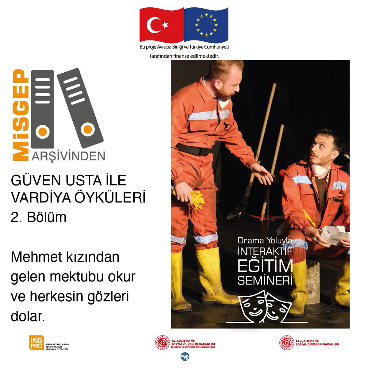 Drama Yoluyla İnteraktif Eğitim Seminerleri kapsamında hazırlanan “Güven Usta ile Vardiya Öyküleri”nin 2. Bölümü: Ocaktaki tahkimatı tamamlayan kahramanlarımız dinlenmektedir. Mehmet kızından gelen mektubu okuduğunda hepsinin gözleri dolar.  youtube.com/watch?v=x2w5_5…