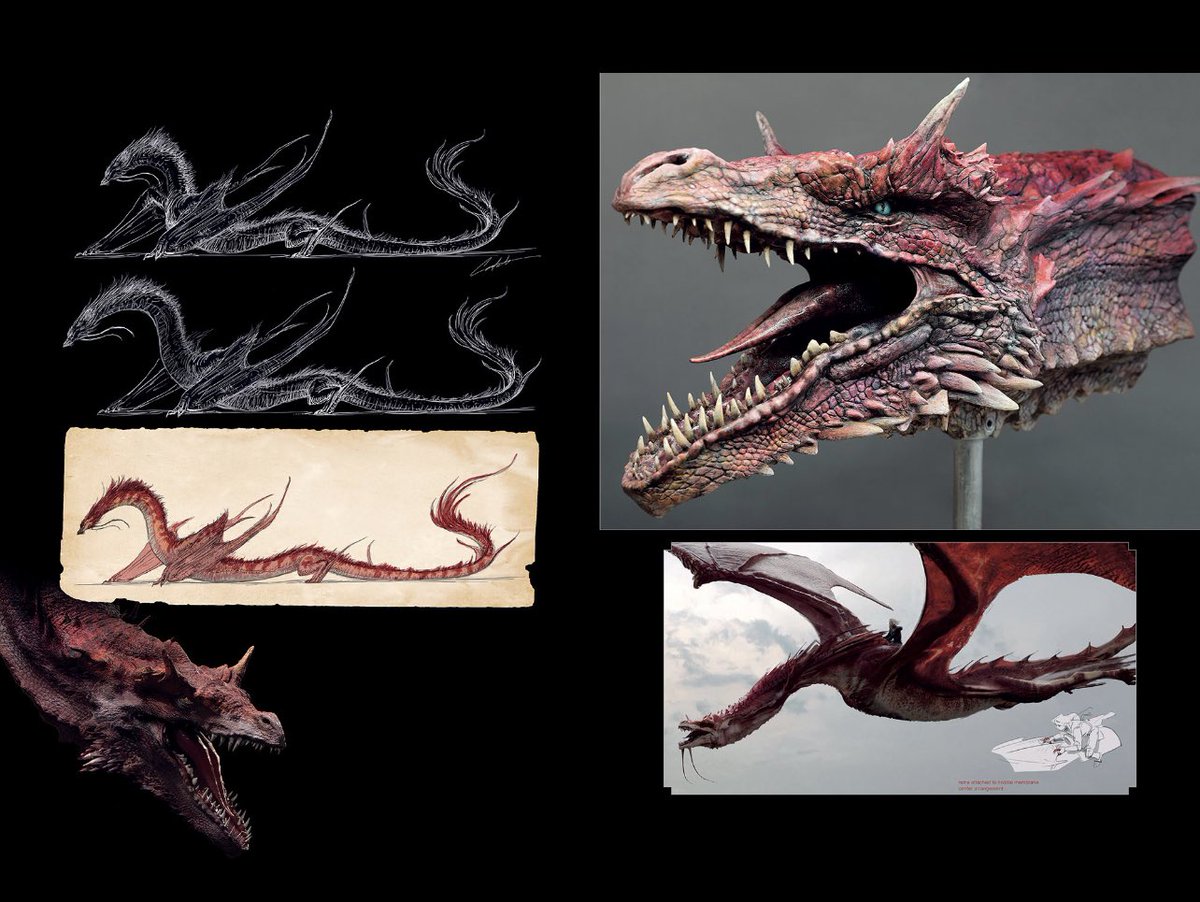 Concept art for Caraxes in ‘HOUSE OF THE DRAGON’ S1. His serpentine design was inspired by dragons found in Chinese folklore!