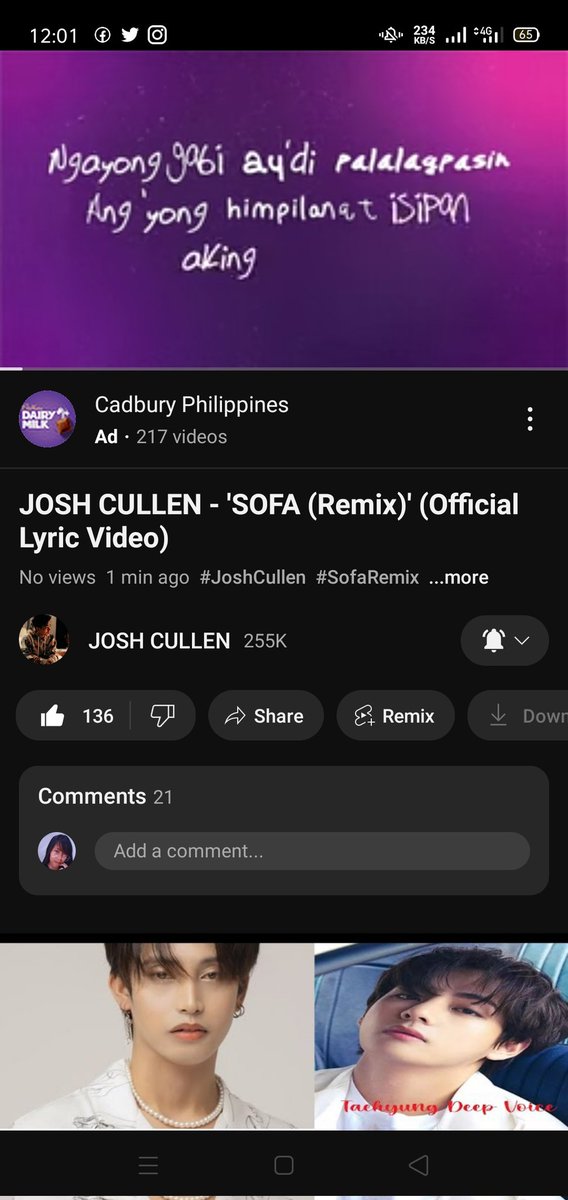 Sb19Fangirl3's tweet photo. @JoshCullen_s 
@SB19Official

#JOSHCULLEN_SOFA(Remix) (Office Lyric Video) is out now https://t.co/y00t5O3aav