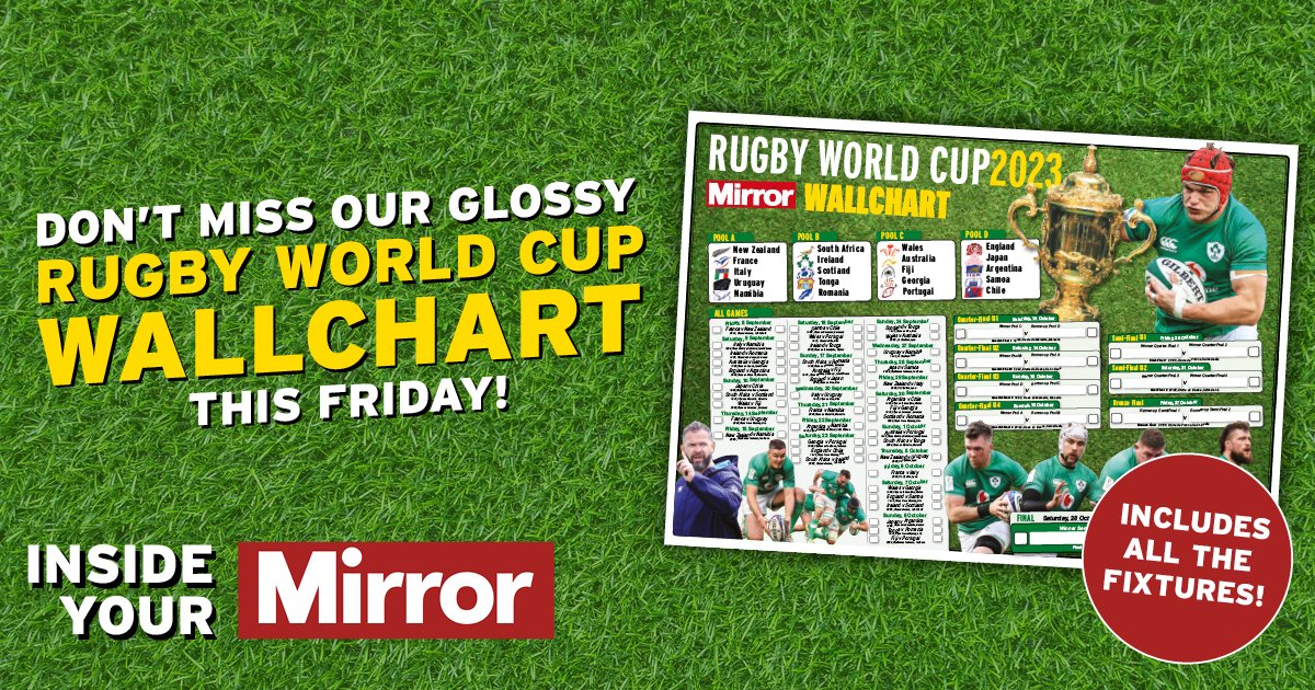 Pick up your Daily Mirror tomorrow to get your free glossy Rugby World Cup wallchart!
