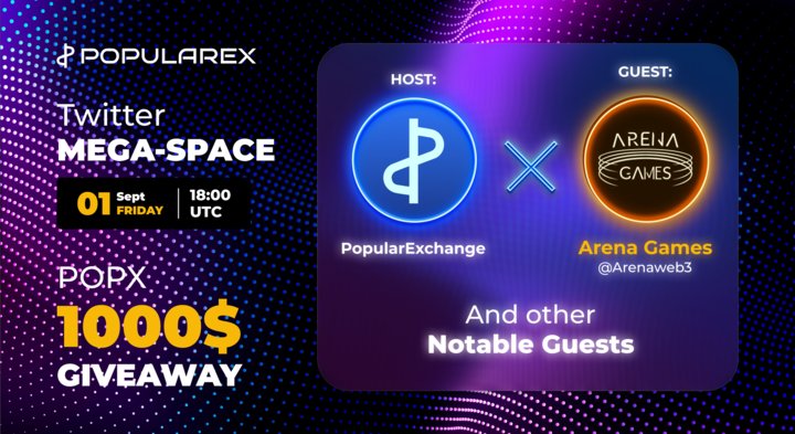 ⚡️ MEGA POPXSPACE - #NFT &amp; #CRYPTO SPACE + $1000 GIVEAWAY🎁
📅 Date: 01th  September
⏰ Time: 18:00 UTC
📍 Place: x.com/i/spaces/1PlKQ…
Get 5 $POPX ($25) for free to vote for projects!
1️⃣ Like &amp; RT 
2️⃣ Sign up at rb.gy/mrgg3 &amp; drop Popx wallet in comments