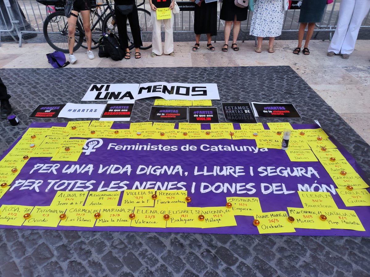 feministes_cat's tweet photo. Una mujer es asesinada por un hombre cada 3 días.
72 feminicidios en 8 meses. #NosEstanMatando pero la lucha contra la violencia machista nunca es una prioridad política.
Hemos salido a gritar #BastaYa por todas ellas, estamos #Hartas y exigimos medidas efectivas para protegernos