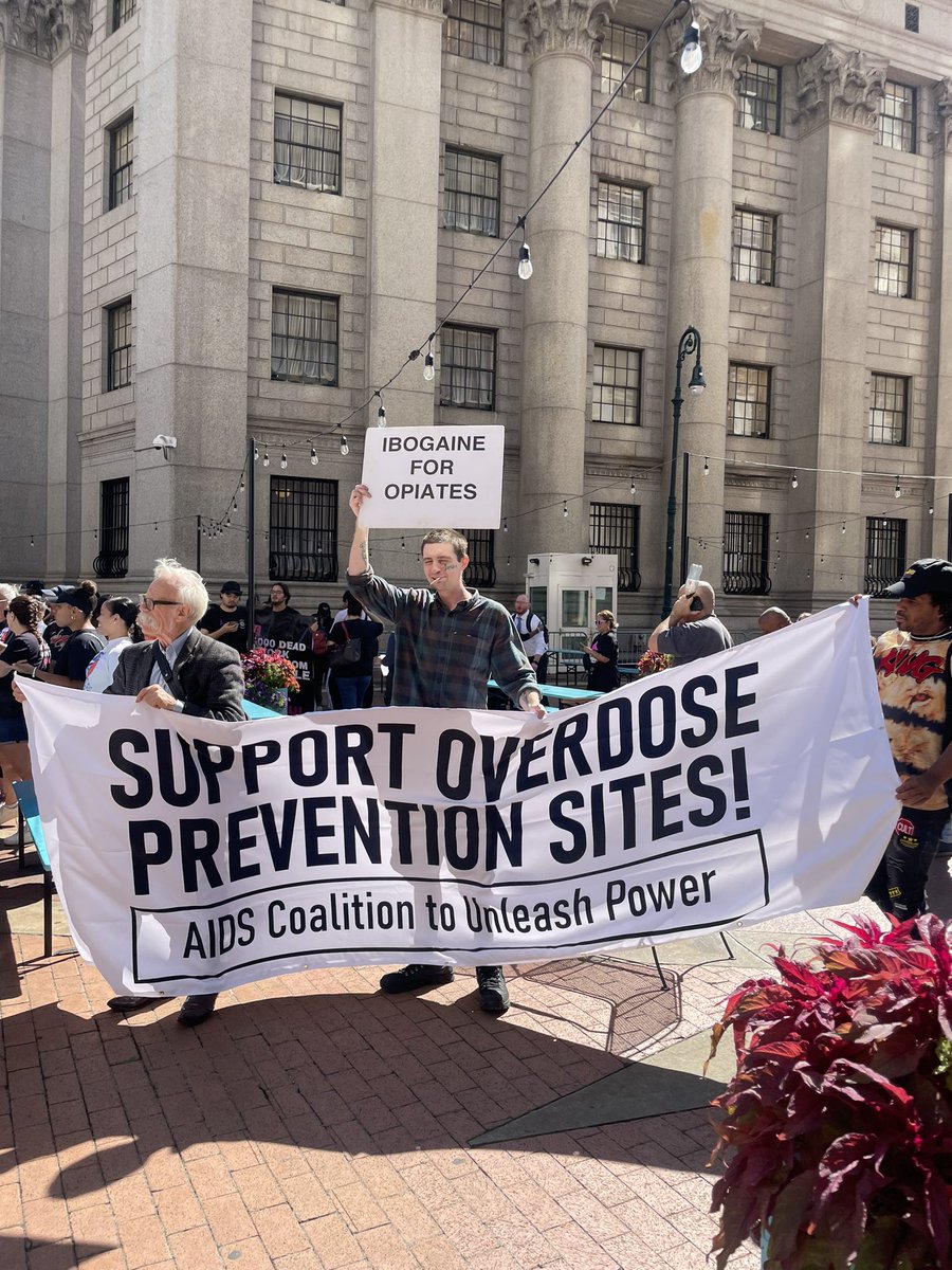 Thank you to our allies, especially those from @AliForneyCenter, @sacklerpain, @actupny, @TruthPharm, and @helpNYC, for lending your voices to our International Overdose Awareness Day demonstration for overdose prevention centers. 💜📢✊