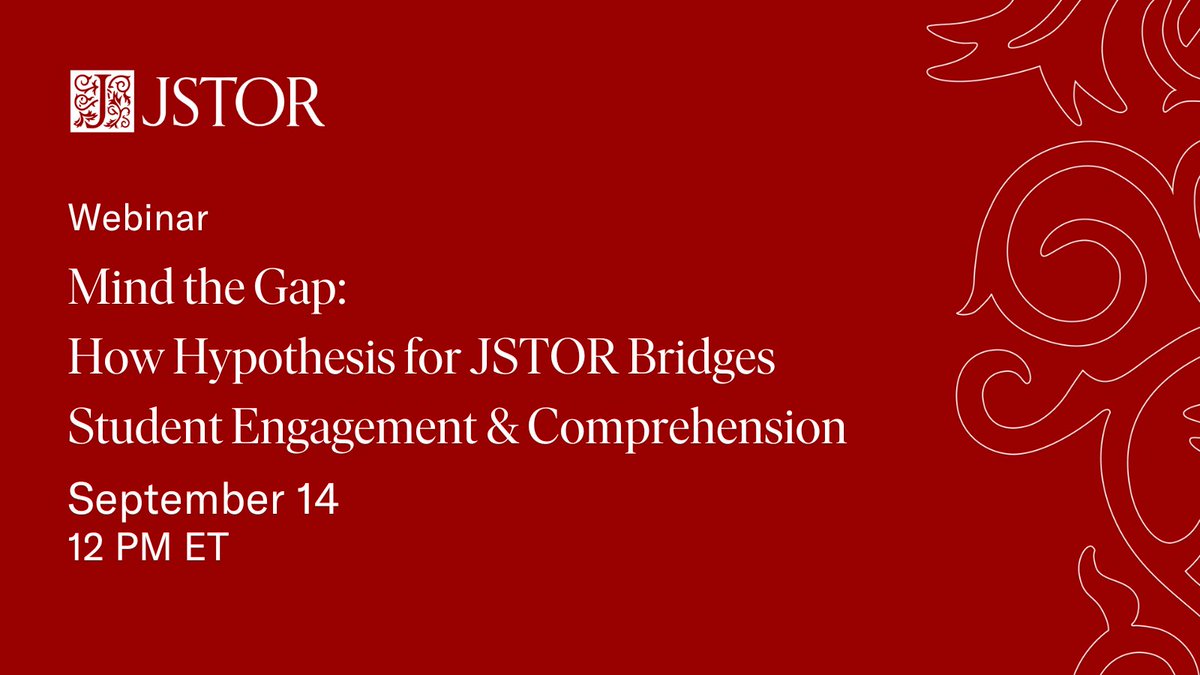 Hey, #faculty! 👩‍🏫 Struggling to forge a connection between scholarly content + vibrant student engagement? The solution awaits. Join us for an upcoming #webinar w/ #JSTOR + @hypothes_is to unlock the transformative potential of #SocialAnnotation. 🔗 Free: bit.ly/3PkSdws