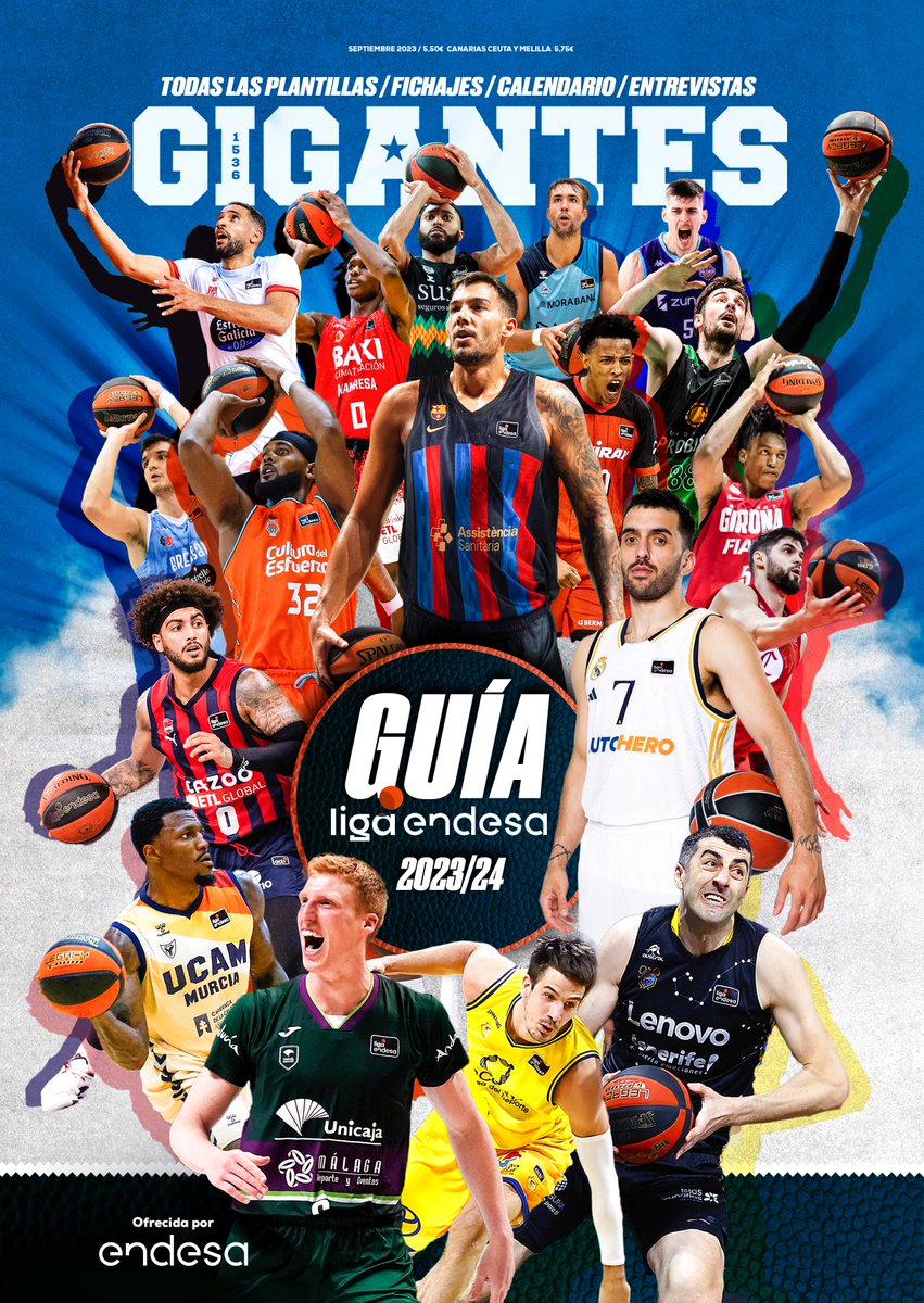 GIGANTESbasket's tweet photo. 🚨 ¡Ya está aquí nuestra GUÍA de la LIGA ENDESA 2023-2024! 🏀

¡Compra ya!🛒https://t.co/JyxiWHtNCr

💣🎁Si le das RT y nos dices TU FICHAJE FAVORITO... ¡entras en el sorteo de una suscripción anual a GIGANTES!

🌟Todas las PLANTILLAS
🌟ANÁLISIS de los equipos
🌟Lo que necesitas saber de los FICHAJES

Ofrecida por @Endesa.

Número de septiembre, por lo que llegará a suscriptores. En kioscos la semana que viene.

🔥¡Y con más páginas de lo habitual!