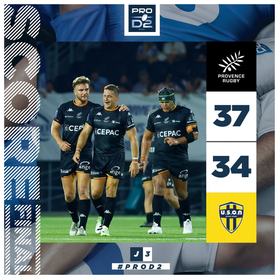 rugbyprod2's tweet photo. #PROD2 #PRUSON - J3 
Mais c'est quoi ce match🤯 
⚫️⚪️@ProvenceRugby réalise une remontada fantastique et renverse Nevers dans une rencontre de folie https://t.co/Bpl9asO60J