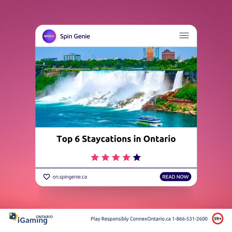SpinGenieON's tweet photo. #New Blog: Top 6 Staycations in Ontario 🌄✨ Uncover Ontario's Hidden Treasures and embrace the ultimate vacation at home. From charming cottages to luxurious urban escapes, let #SpinGenie be your guide to relaxation. Stay near, discover far! 🏡🍁 ​
#Staycation #Ontario