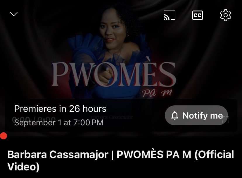 Barbaracassa's tweet image. PWOMÈS PA M🚨🚨
Ou pare?
Kòmanse ajiste notifikasyon YouTube ou 🚨 🚨
#pwomèspam 
1er Septembre 7:00 p.m 👇🏾

youtube.com/watch?v=la2XTr…