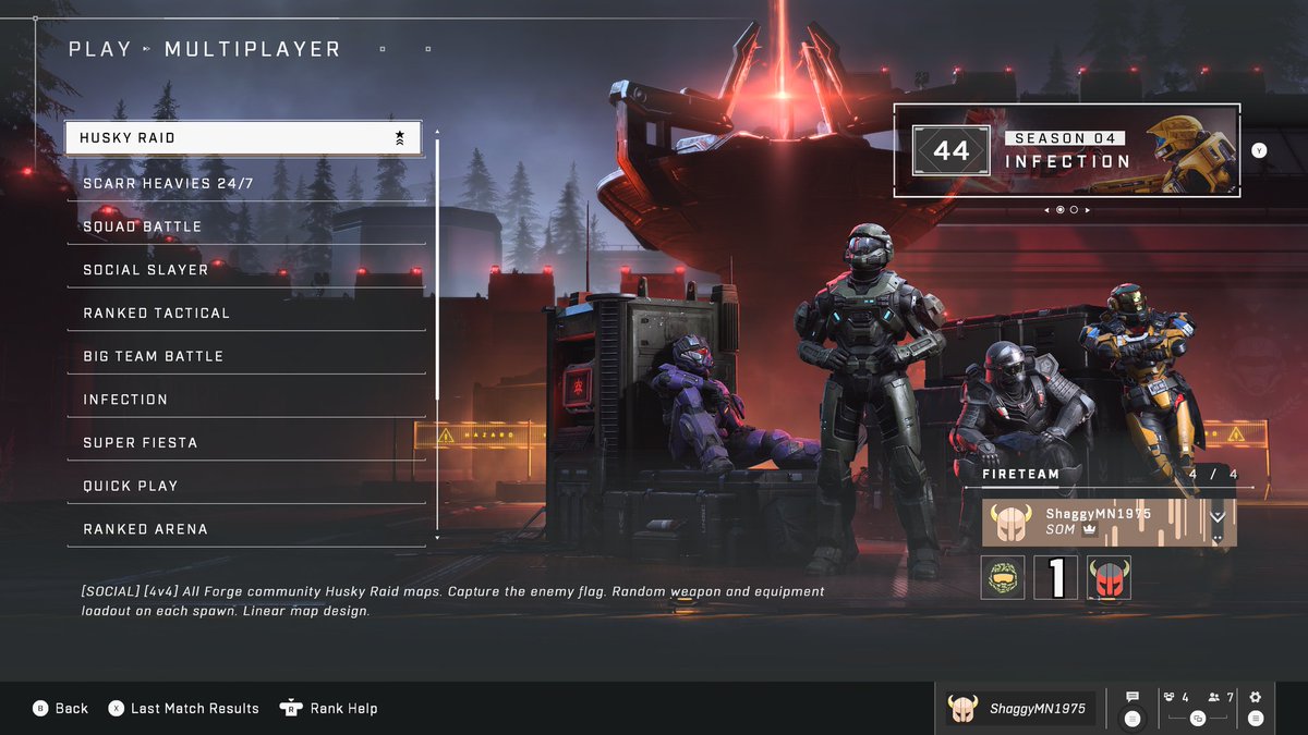 SonsOfMario's tweet photo. The First 4 members of the club were together for the first time in a while, distance &amp; schedules be damned, but thankful for online play. We gave the Husky Raid mode in a Halo Infinite a go, then closed out with a few games of Rocket League https://t.co/c98vwsAtP3
