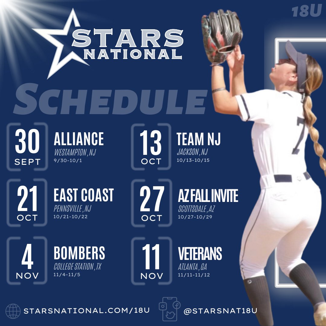 🤩 FALL SCHEDULE 🤩
➡️ starsnational.com/18u 💫