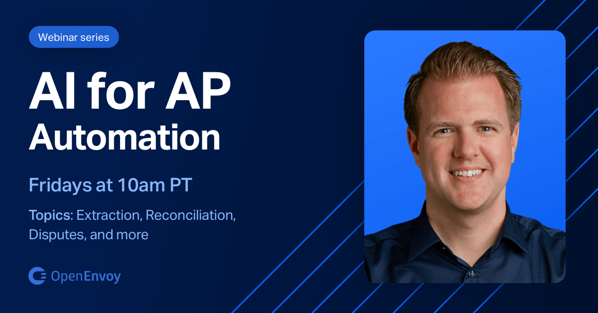 OpenEnvoy's tweet photo. Join OpenEnvoy CEO Matthew Tillman tomorrow in a webinar discussing our AI-native AP automation platform brings benefits to finance teams: Real-time spend visibility, cash flow control, vendor management. 9/1, 10:00 AM Pacific
https://t.co/mAGh5R6uEr https://t.co/MUX8aptkkJ