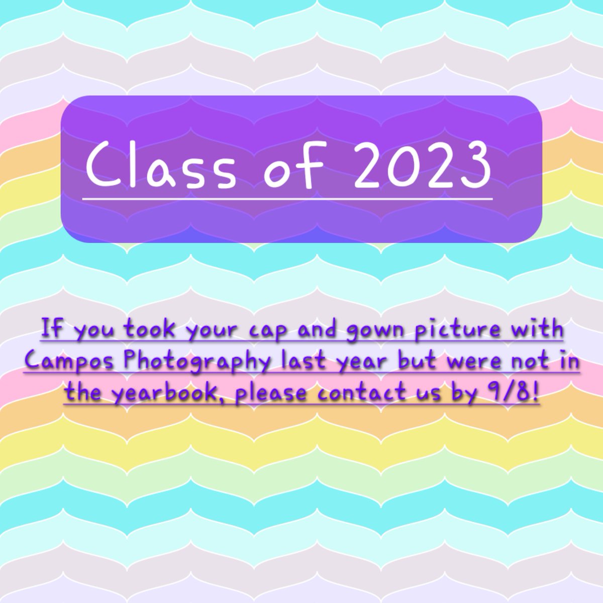 yearbook_omhs's tweet photo. Class of 2023!
If Campos Photography took your senior cap &amp; gown picture last year but it was not in the yearbook, please contact us by 9/8! https://t.co/lgcyFWFB4A