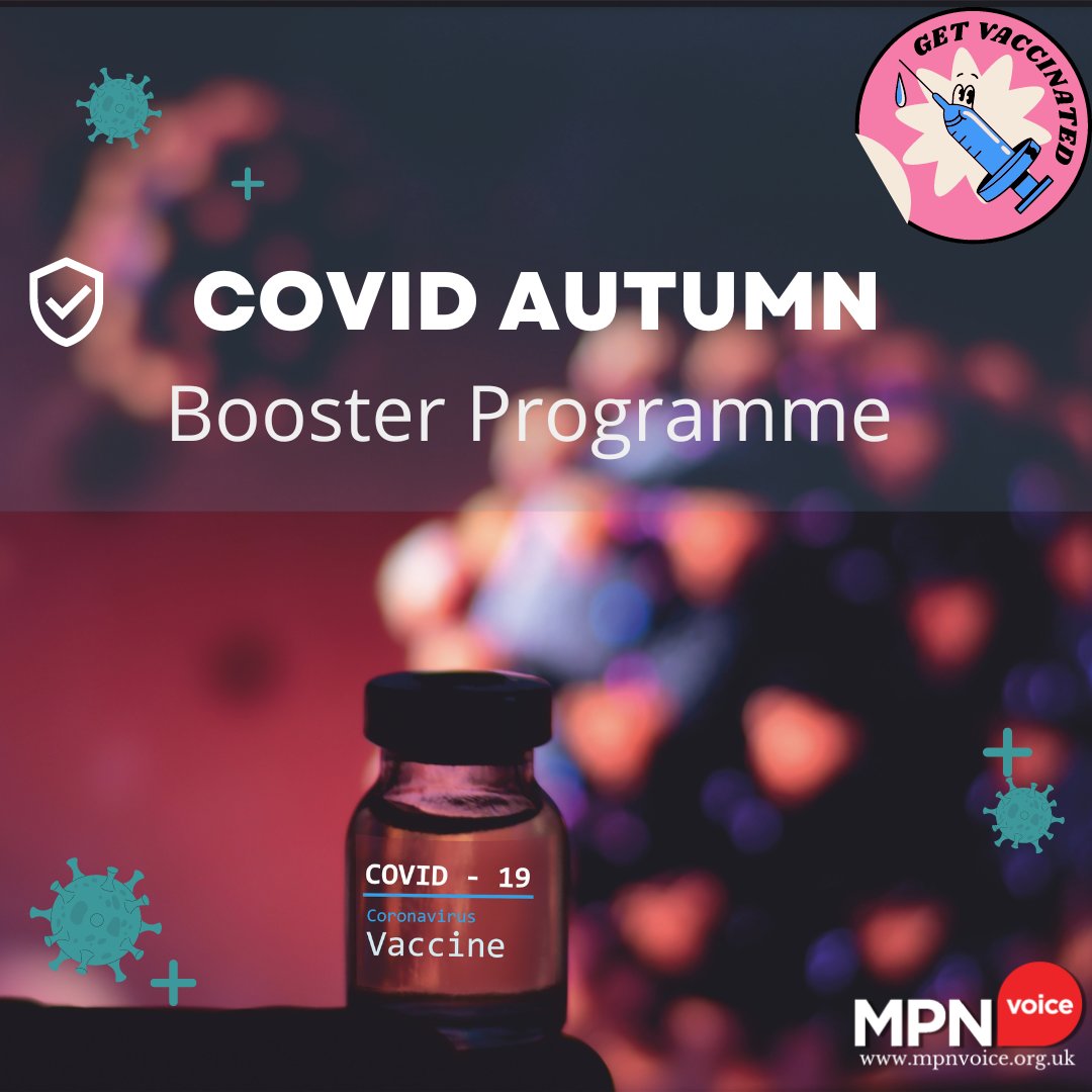MPNVoice's tweet photo. 🚨 UK Flu and Covid-19 Autumn boosters!
People with blood cancer and people with a history of blood cancer are eligible.
More information at the link -https://t.co/2bjqN2LV1W #COVID19 #boosterprogramme #mpnsm https://t.co/cDe7dXOE3A