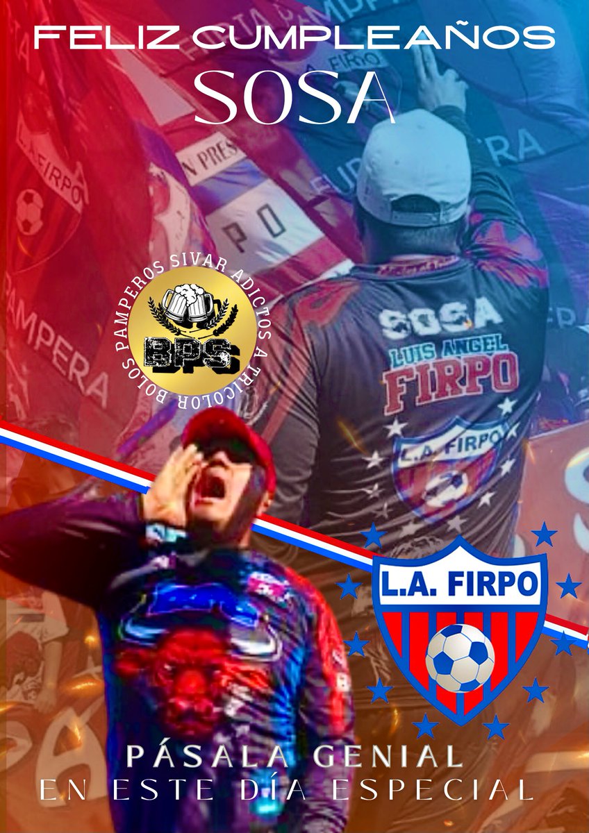 BPamperoS's tweet photo. Hoy está de manteles largos uno de los pesos pesados de la Furia Pampera, el gran Sosa ¡Que Dios te bendiga! Y que sea eterno ese aliento para el tricolor 🔴 ⚪️ 🔵 ¡Abrazo de Gol! https://t.co/PjI7CTKofw
