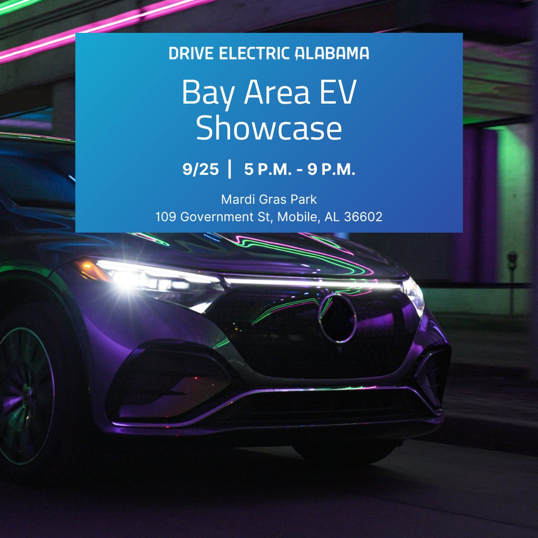 DriveEVAlabama's tweet photo. Our first #NationalDriveElectricWeek EV Showcase is TOMORROW! Meet us in Auburn to discuss the benefits of #drivingelectric. 🚙⚡️
Can’t make it tomorrow? Find the nearest Drive Electric Alabama EV showcase here: https://t.co/XDVsQQG6ok
#electricvehicles https://t.co/9XSLsJ8A0a