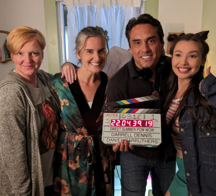 OrcaCoveMedia's tweet image. Shooting our last scene of #SweetSummerPowWow🎬

With writer Katya Gardner, director/writer Darrell Dennis, and principal actors Tanis Parenteau as Cara &amp;amp; Tatyana Baptiste as Jinny. 

#IndigenousMedia
#IndigenousCast
#NewProduction
#BehindTheScenes
#RomanceFilm
