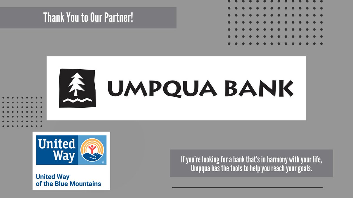 THANKFUL THURSDAY! Umpqua Bank is a community partner we cannot thank enough! From event volunteers, to community support, they are always there!