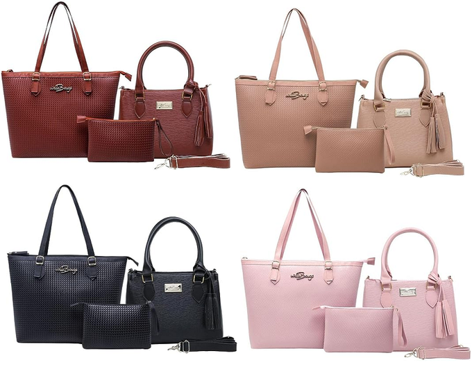 Kit Bolsa Feminina Grande + Baú + Carteira