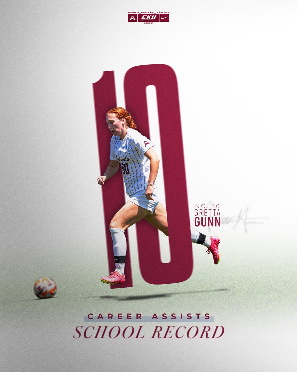 EKUWSOC's tweet photo. Crown Her 👑

With her last assist, Gretta Gunn sets the EKU school record in career assists at 10! https://t.co/FCAZhKR7Yw