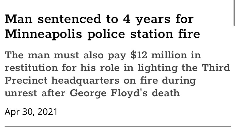 MattWalshBlog's tweet image. A man just got 17 years in prison for tearing down a fence on January 6. Meanwhile a guy responsible for burning an entire police station to the ground during the BLM riots got only 4 years. No sane person thinks this is justice.