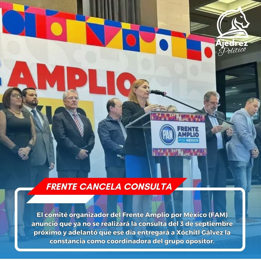 AjedrezPolitiko's tweet photo. Entregarán constancia a Xóchitl Gálvez este domingo.

La decisión del Frente Amplio por México se tomó luego de que Beatriz Paredes admitió que las encuestas no la favorecían y dejó el camino libre a Xóchitl Gálvez, quien encabezará el frente rumbo a las elecciones del 2024. https://t.co/adfSwEc24Y