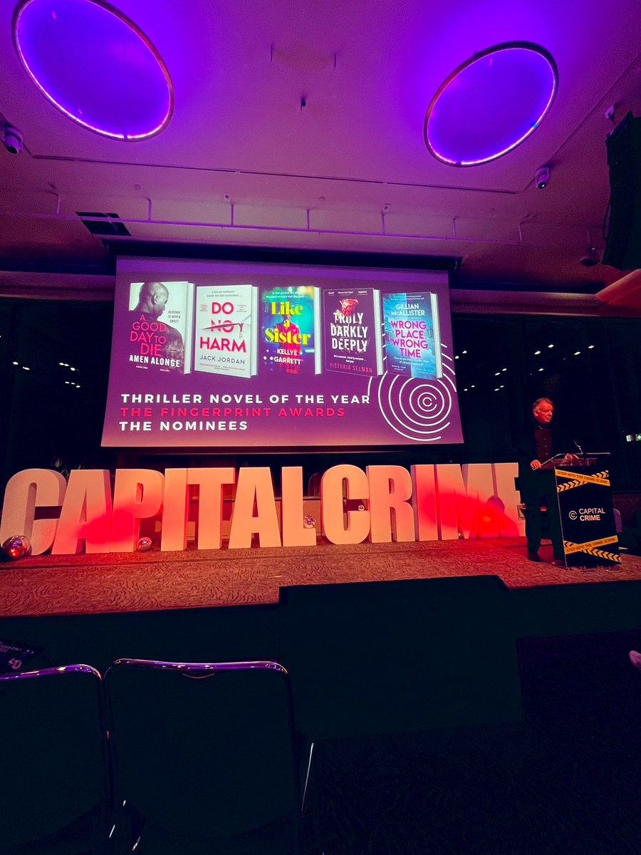 Beaming with pride seeing #DoNoHarm on this big screen being shortlisted for Thriller Novel of the Year <a href="/CapitalCrime1/">Capital Crime</a> Congratulations <a href="/JackJordanBooks/">Jack Jordan</a> 🤩🧡