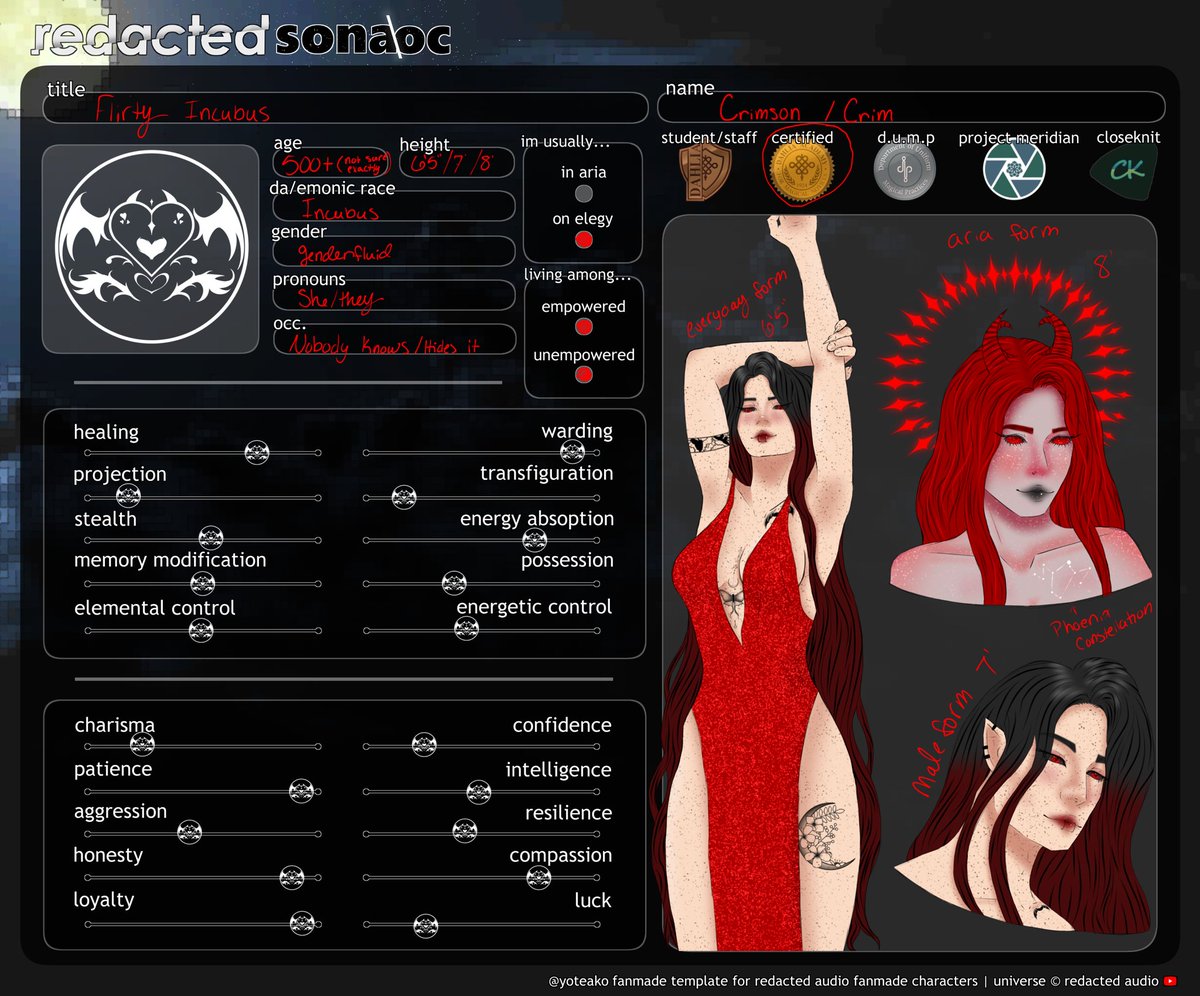 spooptime's tweet photo. Okay okay- Finally did Crimsons 
My beloved <3
.
.
.
#redactedsona #redactedverse https://t.co/j4hwp27io2