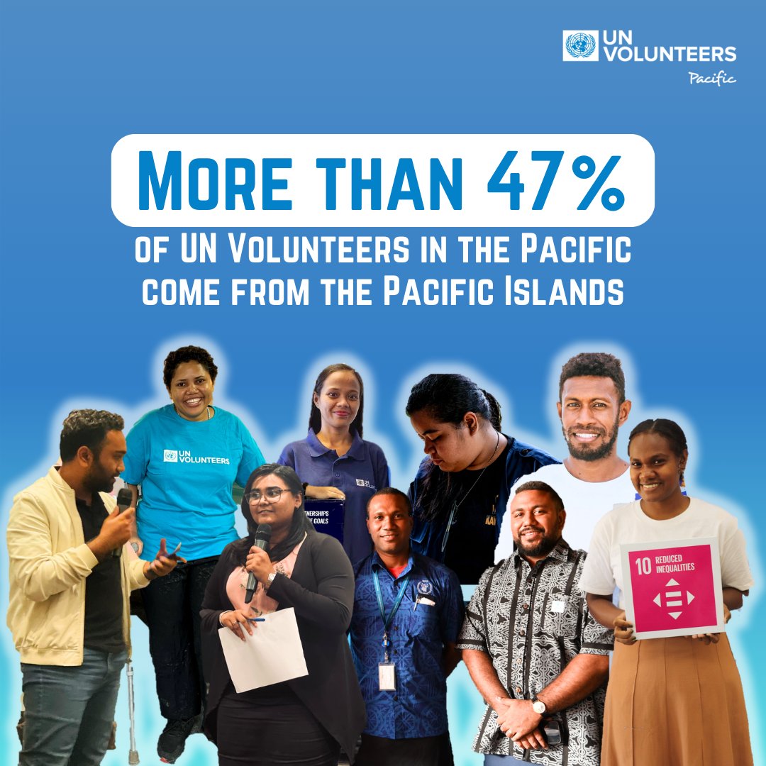 🤝The number of National #UNVolunteers in the Pacific has doubled since 2021, and we're thrilled to share that 8 Pacific Island nationalities 🇫🇯🇸🇧🇫🇲🇰🇮🇲🇭🇵🇼🇹🇴🇻🇺 are now serving as both National & International UN Volunteers🌴🌊#Pacific #InspirationInAction #PacificVolunteers