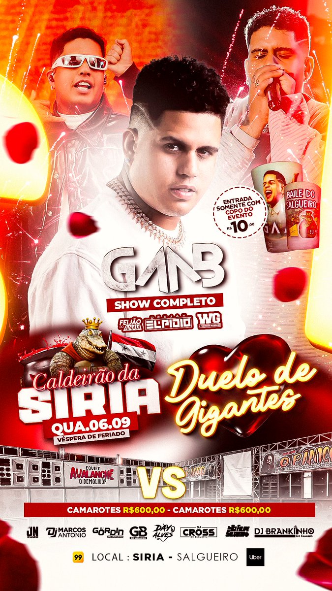 Dia 06/09 véspera de feriado tem show do <a href="/gaaboriginal/">GAAB</a> + <a href="/deejayelpidio/">Dj Elpidio Do Rodo  🇨🇴</a> no pistão da Síria 🔊🇸🇾

@djfelipedosall ✅
<a href="/DjBrankiinho/">BRANKIINHO DJ 🥳🥳</a> ✅
<a href="/DJGBDOSALGUEIRO/">GB DO SALGUEIRO</a> ✅
<a href="/djdayalves/">DAY ALVES 🍑🍒🔥</a> ✅
<a href="/djcrooss/">DJ CROSS DO ESQUENTA🦍 🔥🌍</a> ✅
<a href="/maarcoosantonio/">DJ Marcos Antonio🚩👑</a> ✅
@jnnobeat ✅
<a href="/DejayGordinSgr/">DJ GORDIN DO SALGUEIRO</a> ✅

Equipe Avalanche VS Equipe O Pânico