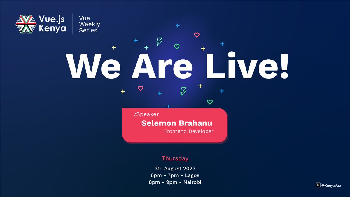 KenyaVue's tweet image. Join the LIVE session on &quot;Made With VueJS&quot; and let us explore the magic of Windi UI. 🛠️🚀 Ready to be inspired? 
Link:cutt.ly/GwkzxLgG
 #vuejskenya
